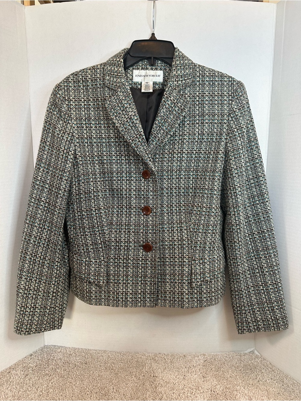 Jones New York Women’s Tweed Blazer Jacket - Multi-Grey, size 10, pre loved